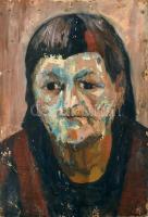 Jelzés nélkül: Női portré. Olaj, karton, erősen sérült, keret nélkül. 61x42cm