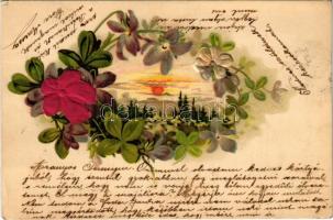 1900 Dombornyomott litho üdvözlőlap / Embossed litho greeting card