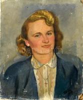 Tirpák Sándor (1884 - ?): Női portré. Olaj, karton. SÉRÜLT!. Jelzett. Keret nélkül. 49x40cm