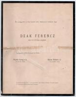 1876 Bp., Deák Ferenc (1803-1876) politikus gyászjelentése, hajtott, ragasztott