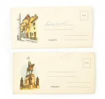 cca 1950-1960 Prága, 2 db kinyitható, térbeli üdvözlőlap, kis sérüléssel, gyűrődésekkel