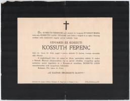 1914 Kossuth Ferenc (1841-1914) politikus gyászjelentése, hajtott