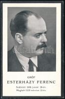 1936 Gróf Esterházy Ferenc (1896-1936) gyászjelentése