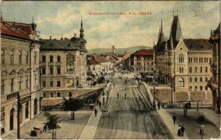 1912 Kolozsvár, Cluj; Szamos híd környéke, Hitelszövetkezet, üzletek / Somes river bridge, credit union, shops (Rb)