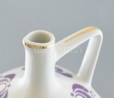 Hollóházi Újpesti Dózsa címeres pálinkás készlet. 6 kupica + 1 kiöntő. Matricás, jelzett, minimális ...