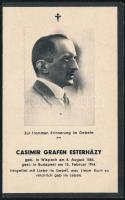 1944 Gróf Esterházy Casimir (1884-1944) gyászjelentése