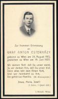 1935 Gróf Esterházy Anton (1913-1935) gyászjelentése