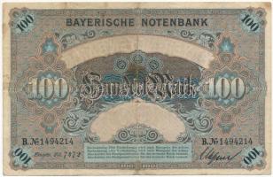 Német Birodalom / Bajorország 1900. 100M vízjeles papíron T:III fo. German Empire / Bavaria 1900. 10...