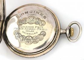 Longines niellós, aranyozott ezüst női alakokkal és tigrissel díszített dupla ezüst fedeles zsebóra....