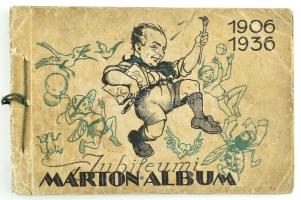 Márton Lajos (1891-1953): Jubileumi Márton-album 1906-1936. Litográfia-sorozat. Budapest, [1936], Szerzői kiadás. (Bp., Klösz Gy. és Fia.) Zsinórral fűzött, illusztrált papírborítóban. A művész aláírásával, viseltes állapotban