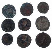 Római Birodalom 9db-os Br érmetétel a IV. századból T:2-,3 Roman Empire 9pcs Br coin lot from the 4th century C:VF,F