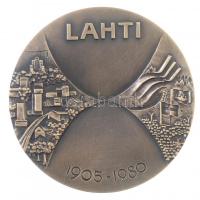 Finnország 1979. Lahti 1905-1980 Br emlékérem sérült, eredeti tokban. Szign.: M. Koskela (70mm) T:1- Finland 1979. Lahti 1905-1980 Br commemorative medallion in damaged, original case. Sign.: M. Koskela (70mm) C:AU