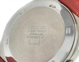 Citizen automata férfi karóra, piros bőrszíjjal, működő, jó állapotban d: 34 mm