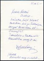 1983 Macskássy János (1910-1993) saját kezűleg írt gyászjelentése felesége haláláról, aláírásával