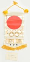 1964-es tokiói olimpia emlékzászlója, 28x15 cm + Tokió kormányzójának üdvözlő kártyája
