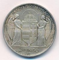 1939. 5P "Horthy balra" Ag T:1-,2 patina Adamo P8.2