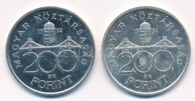 1992. 200Ft Ag "MNB" (2x) T:1- Adamo F13