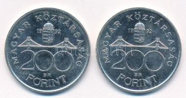 1992. 200Ft Ag "MNB" (2x) T:1- Adamo F13