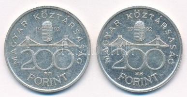 1992. 200Ft Ag "MNB" (2x) T:1- Adamo F13