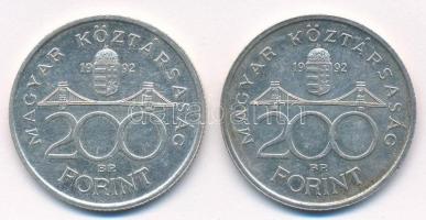1992. 200Ft Ag "MNB" (2x) T:1-,2 Adamo F13