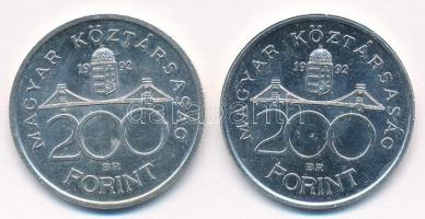 1992. 200Ft Ag "MNB" (2x) T:1- Adamo F13