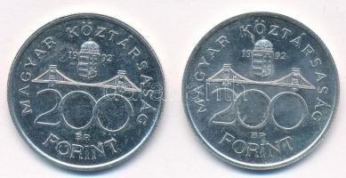 1992. 200Ft Ag "MNB" (2x) T:1- Adamo F13