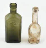 Korona Kékítő és Erényi Diana üveg, 2 db, m: 13,5 és 14,5 cm