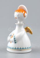 Hollóházi porcelán angyalka, jelzett, matricás, matricázási hibával, kis kopásnyomokkal, m: 9 cm