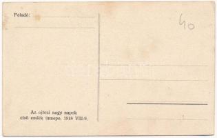 1918 Ojtoz, Ojtoztelep, Oituz; Az ojtozi nagy napok első emlékünnepe, katonai emlékmű / commemoratio...