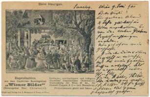 1900 Wien, Vienna, Bécs; Beim Heurigen. Reproduction aus dem illustrirten Sonntagsblatt Wiener Bilder (Rb)