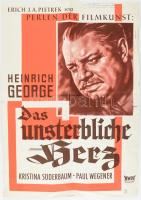 1939 Das unsterbliche Herz német film plakátja, hajtott, kis szakadásokkal, gyűrődésekkel, 58×42 cm