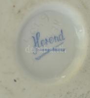 Herendi virágmintás porcelán oroszlán lábas mini kaspó, kézzel festett, jelzett, kis kopásnyomokkal,...