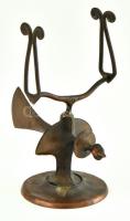 Pap Zoltán: Vörösréz iparművész stilizált madár alakú fényképtartó, m: 11,5 cm