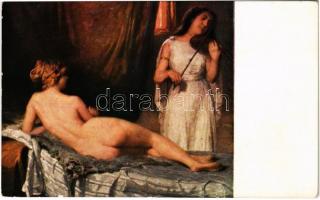 Adagio / Erotic nude lady art postcard. Rotophot Budapest No. 566. s: Mányai