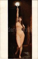 Es werde Licht! / Erotic nude lady art postcard. Salon J.P.P. 2215. s: J. Lefebre (EK)