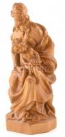 Anya gyermekével, faragott fa szobor, kis kopásnyomokkal, m: 30 cm