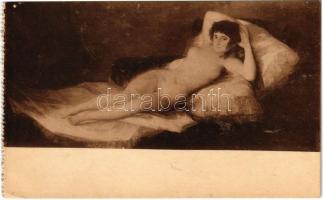 La Maja Desnuda / Erotic nude lady art postcard. Museo del Prado, Madrid s: Goya (from postcard booklet)