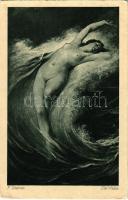 Die Welle / Erotic nude lady art postcard. Hanfstaengls Künstlerkarte Nr. 1018. s: P. Dupuis (EK)