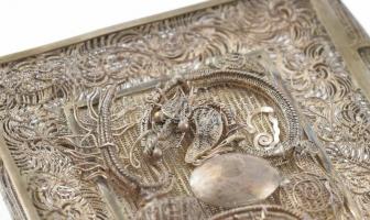 Ezüst(Ag) filigrán könyv alakú tartó, jelzés nélkül, 8×5,5 cm, nettó: 42,82 g