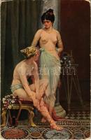 Römische Tänzerinnen / Erotic nude lady art postcard. Gustav Liersch & Co. Deutsche Kunst Nr. 530. s: A. v. Rößler (EK)