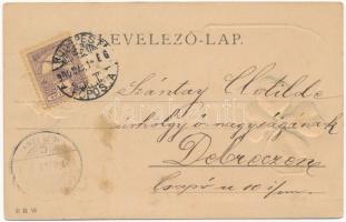 1900 New Year greeting Art Nouveau lady with pig and clover. B.R.W. Emb. litho (fl)