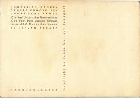 Csárdás. Magyar folklór művészlap / Hungarian folklore art postcard, traditional dance. Copyright by...