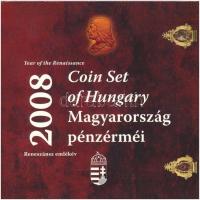 2008. 1Ft-100Ft (7xklf) + Mátyás denár Ag fantáziaverete (10g/0.999/27mm) Reneszánsz emlékév forgalmi sor szettben T:PP patina Adamo FO42.4