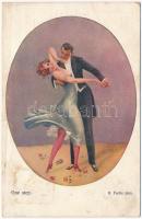 One Step / Dancing couple, lady art postcard. B.K.W.I. 206-2. s: R. Fuchs (ázott / wet damage)