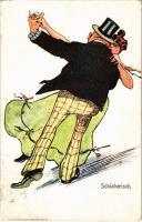 1909 Schiaberisch / Dancing couple, lady art postcard. B.K.W.I. 451-5. (Rb)
