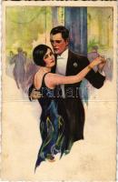 1928 Dancing couple, lady art postcard. CCM. 2458. (fa)