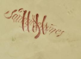 Sarreguemines dísztányér, jelzett, kopott, d: 21 cm