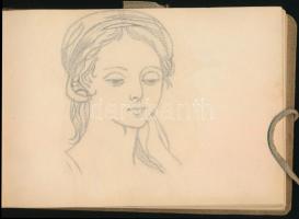 Jelzés nélkül: 15 db grafikát és vázlatot tartalmazó füzet, 1912-es dátumozással. Ceruza, papír, vászonkötésben, 22x15 cm