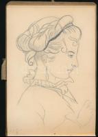 Jelzés nélkül: 15 db grafikát és vázlatot tartalmazó füzet, 1912-es dátumozással. Ceruza, papír, vás...