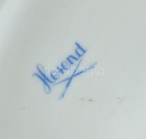 Herendi virág mintás mintás gyertyatartó, kézzel festett, jelzett, kopott, m: 19 cm